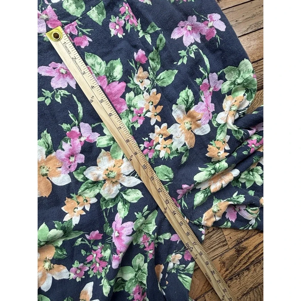 Old Navy Women's Linen Blend Blue Floral Tank Jumpsuit sz XL Romper Jumper - Picture 7 of 10